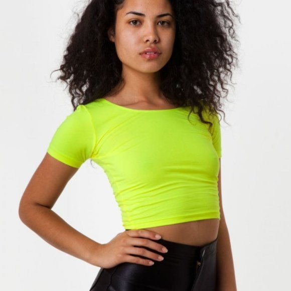 American Apparel Tops Neon Yellow Cotton Spandex Crop Top Poshmark